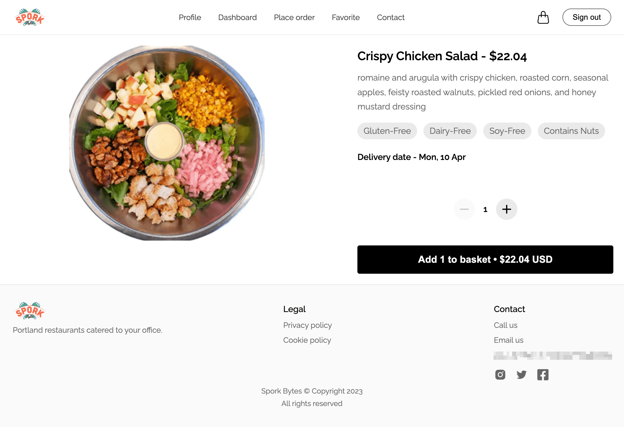 Sporkbox customer item page